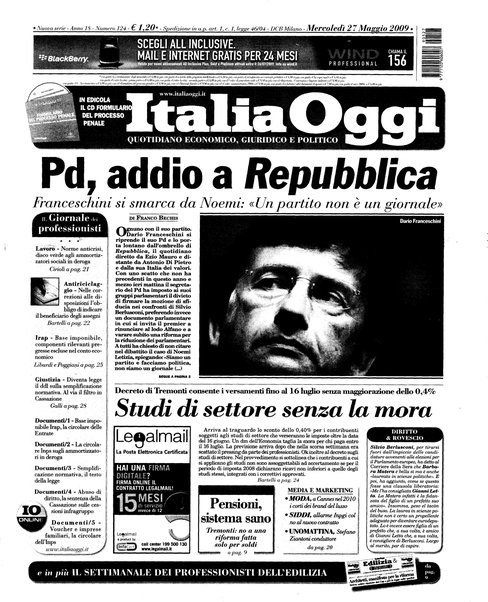 Italia oggi : quotidiano di economia finanza e politica